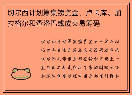切尔西计划筹集镑资金，卢卡库、加拉格尔和查洛巴或成交易筹码